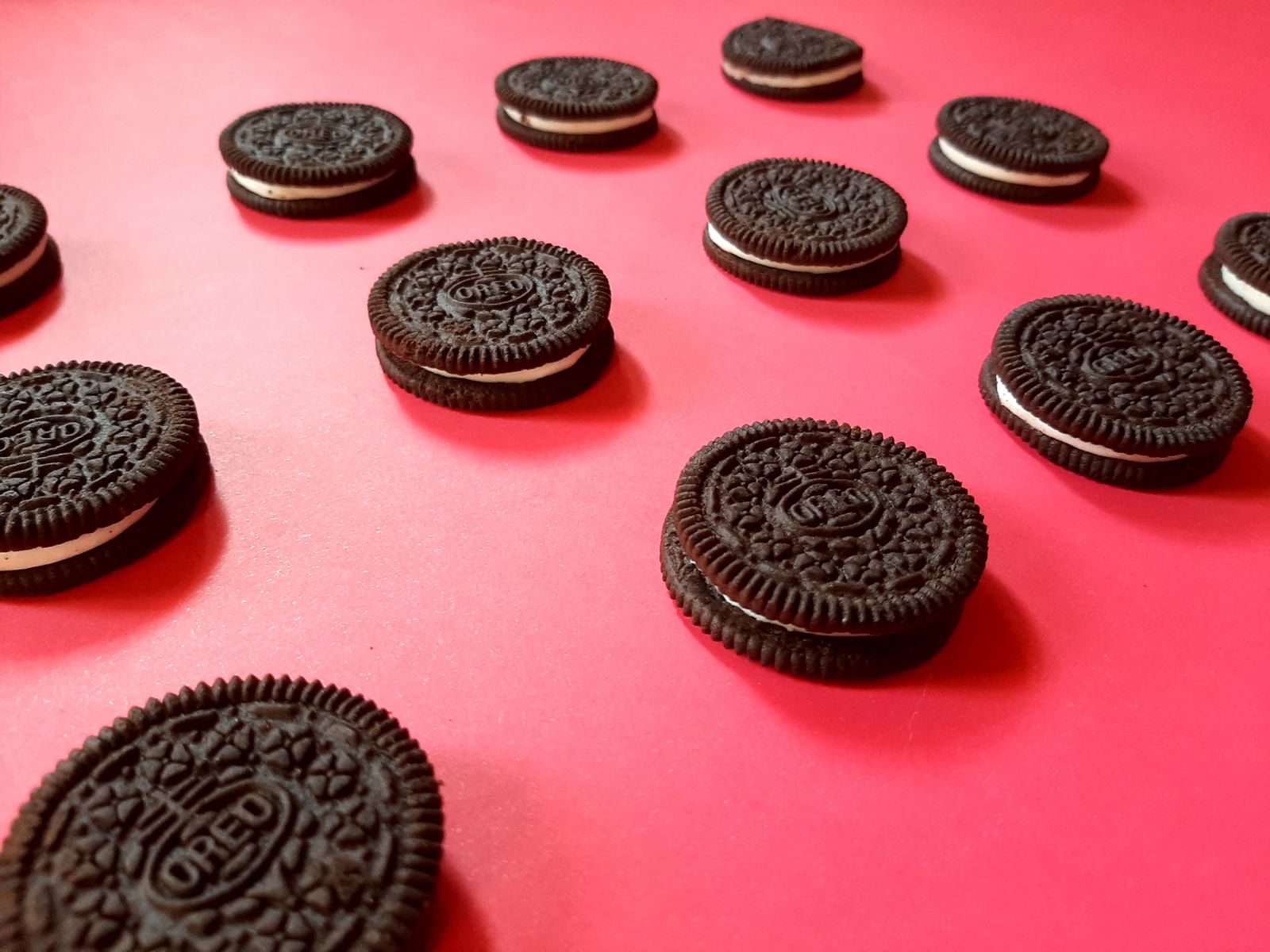 Food, Bev & Cannabis - Oreos on Red Background